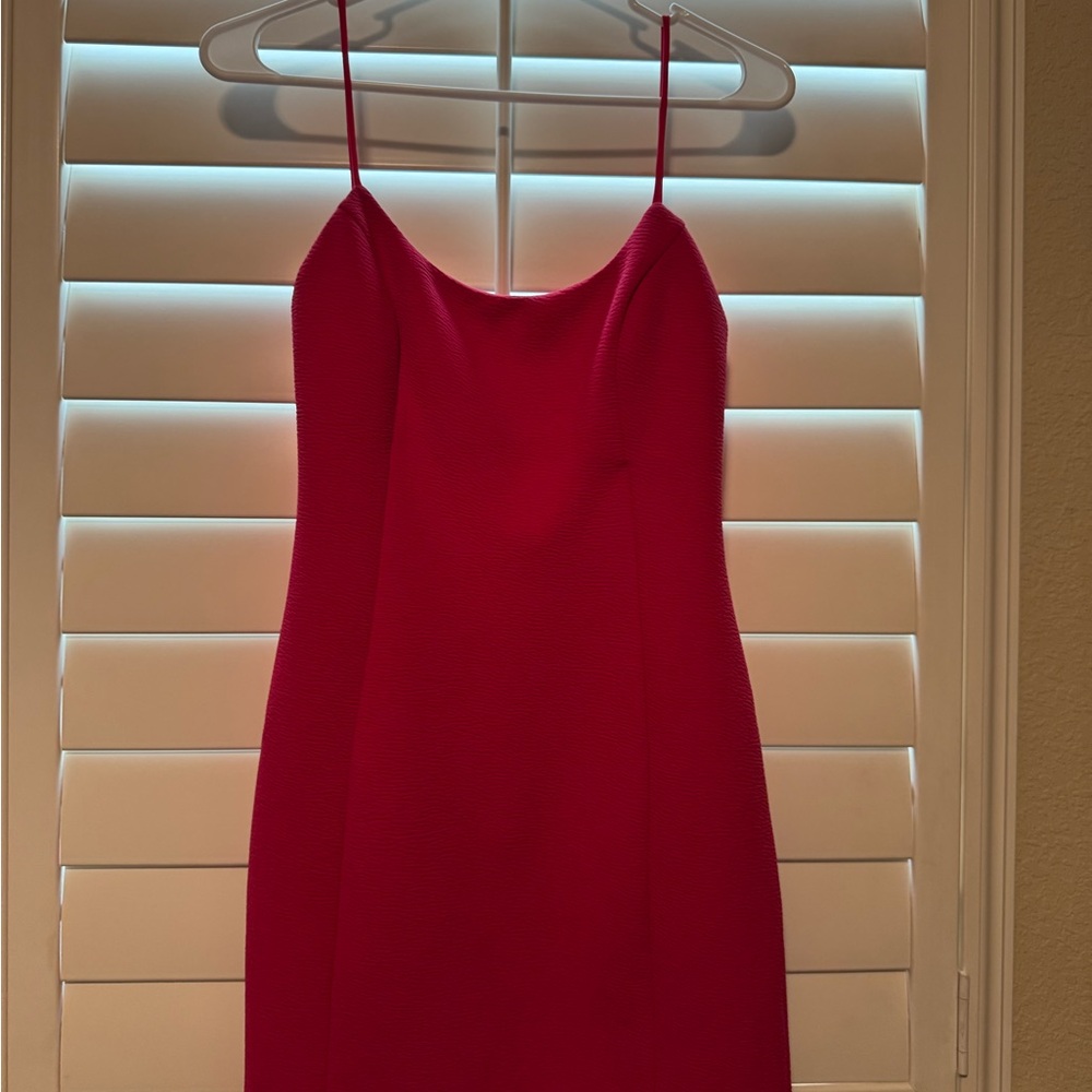 Lulu's hit pink Spaghetti Strap Slip Mini Dress